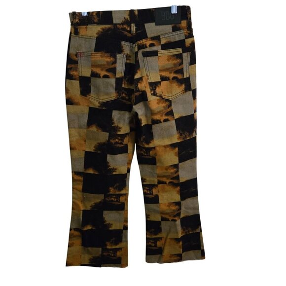 BDG 90s Mid Rise Bootcut Ankle Jeans Brown Mustard Plaid Cut Off Bottom Size 26 - Picture 3 of 15